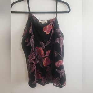 Penelope Rose Velvet Floral Adjustable Strap Chiffon Lined Camisole~ Size Medium